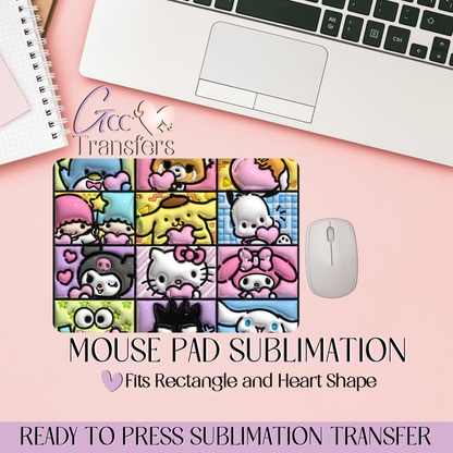 Cat Collage Friends - Mouse Pad Sublimation Transfer