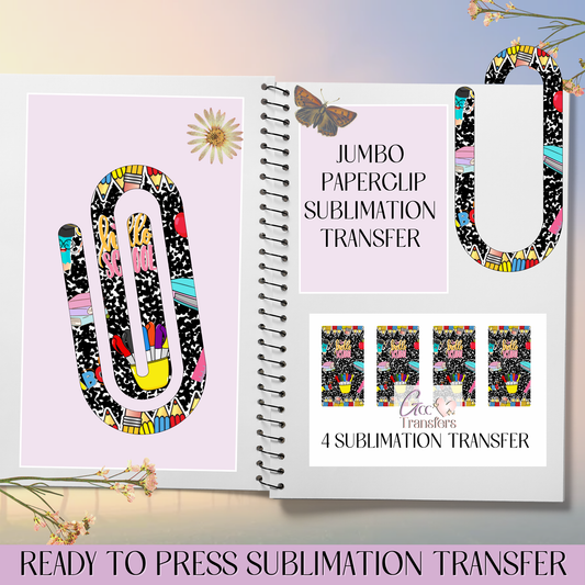 Hello School Composition Notebook - Jumbo Paperclip Sublimation Transfer