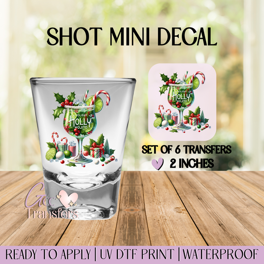 Holiday Holly Mojito - Set of 6 (Shot UV Decals)