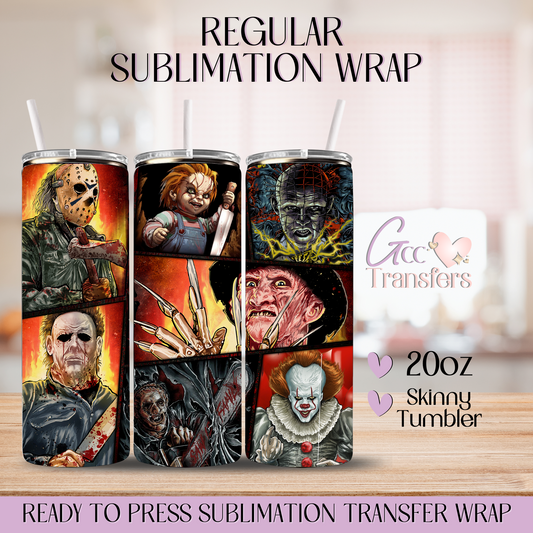 Horror Character Collage - 20oz Regular Sublimation Wrap