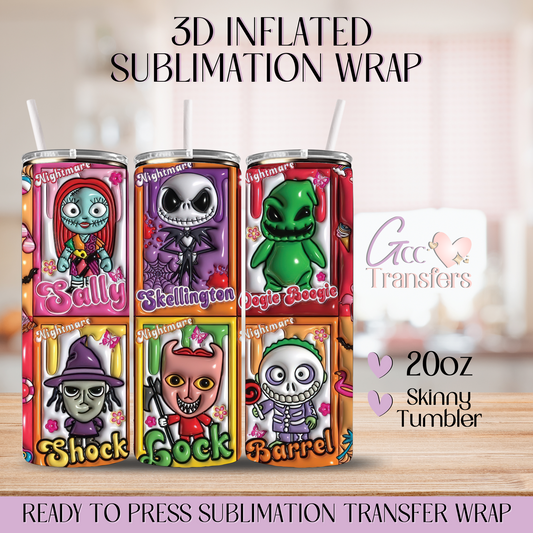 Horror Movie Cards Baby Characters - 20oz 3D Inflated Sublimation Wrap