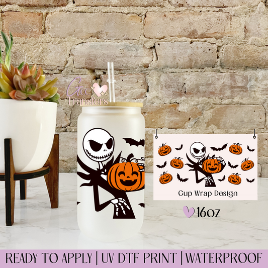 Horror Pumpkin Halloween - 16oz UV DTF WRAP