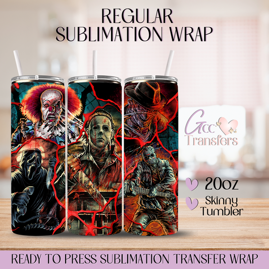 Horror Red Lightning Characters - 20oz Regular Sublimation Wrap