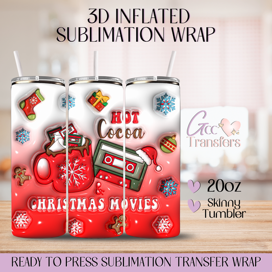 Hot Cocoa Christmas Movies - 20oz 3D Inflated Sublimation Wrap