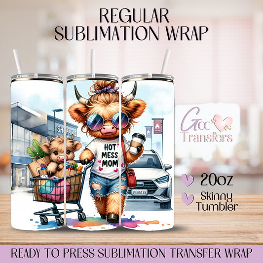 Shopping Mom Highland Cow - 20oz Regular Sublimation Wrap