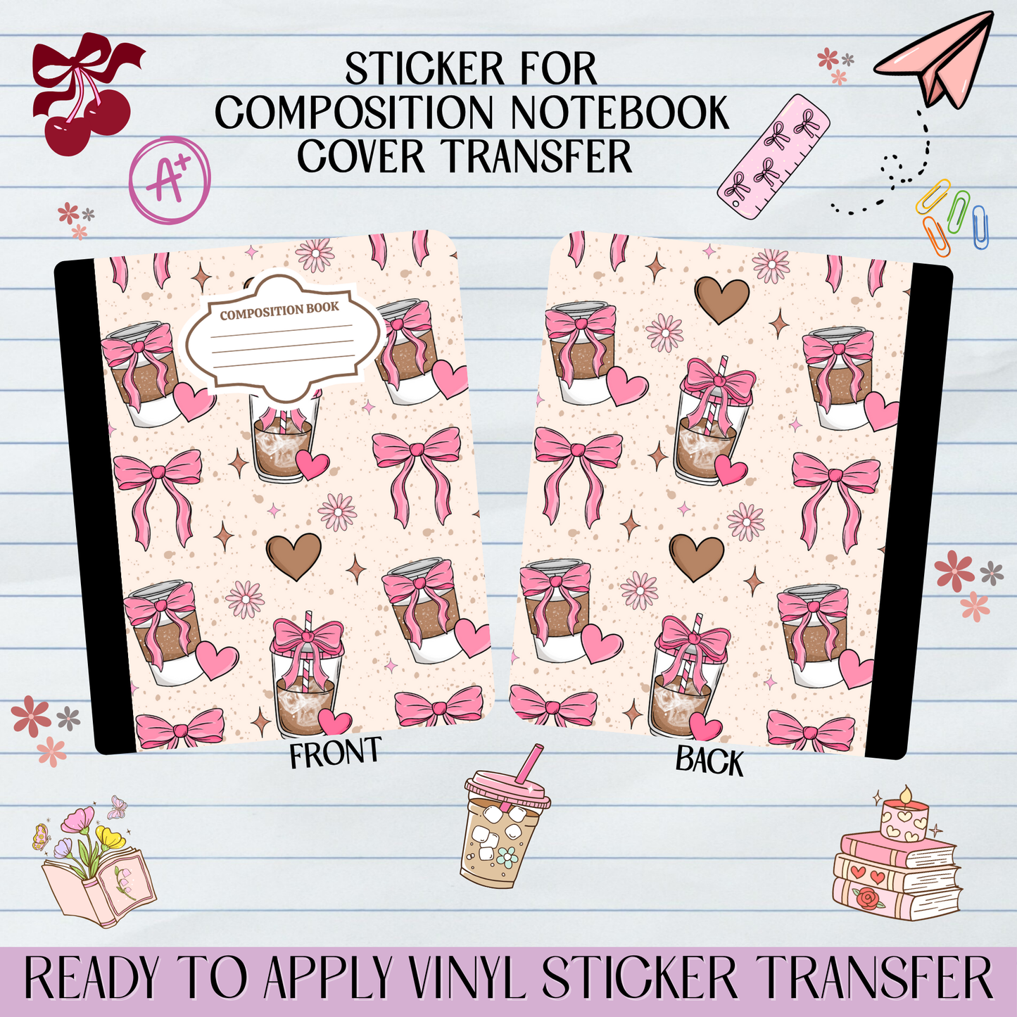 Iced Coffee Coquette - Sticker for Notebook Cover