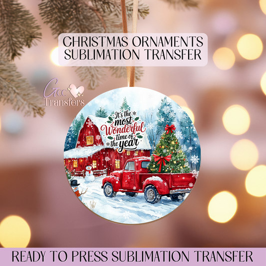 It's the most Wonderful Time of the Year - 3" Ornament Sublimation Transfer