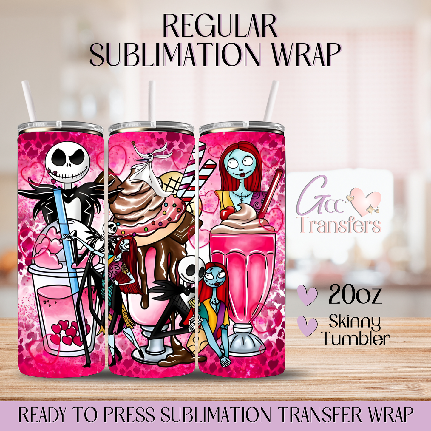 Jack Sally Iced Coffee Pink - 20oz Regular Sublimation Wrap