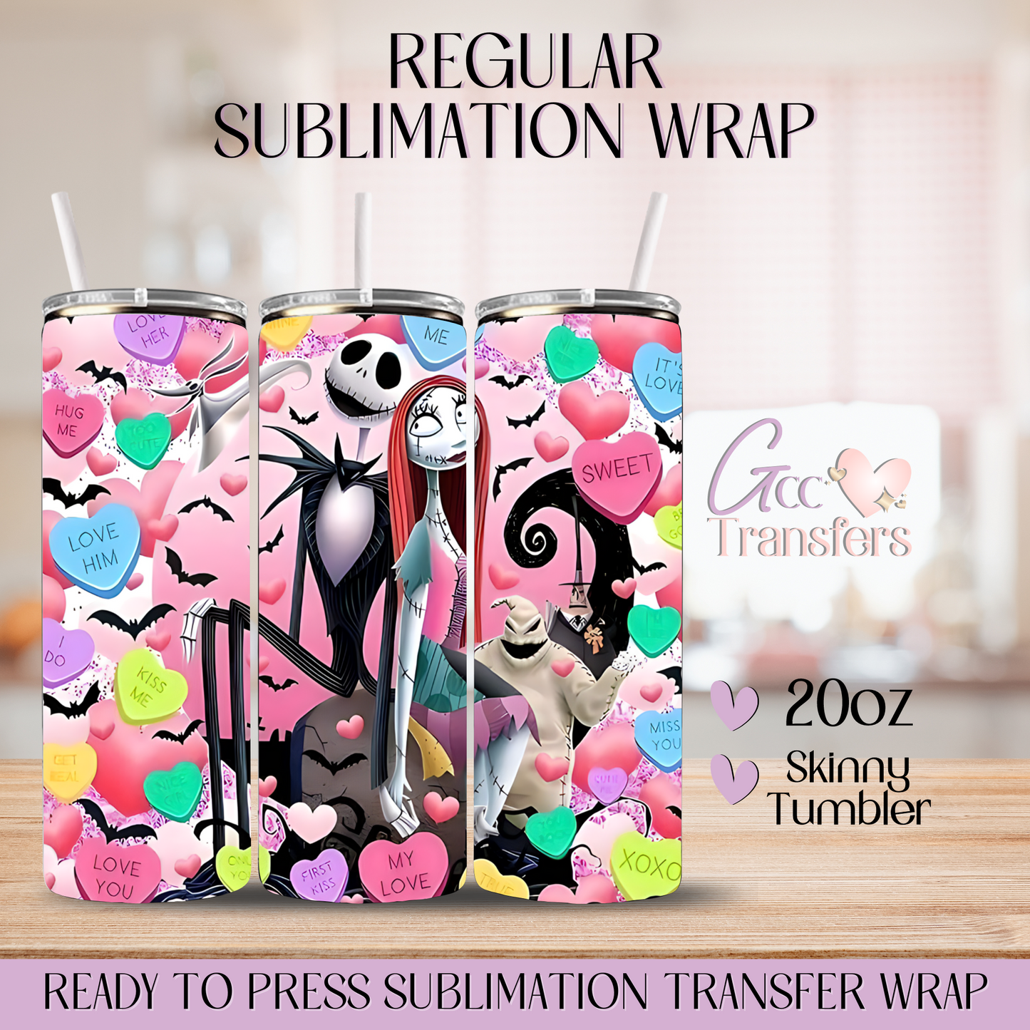 Jack Sally Hearts - 20oz Regular Sublimation Wrap