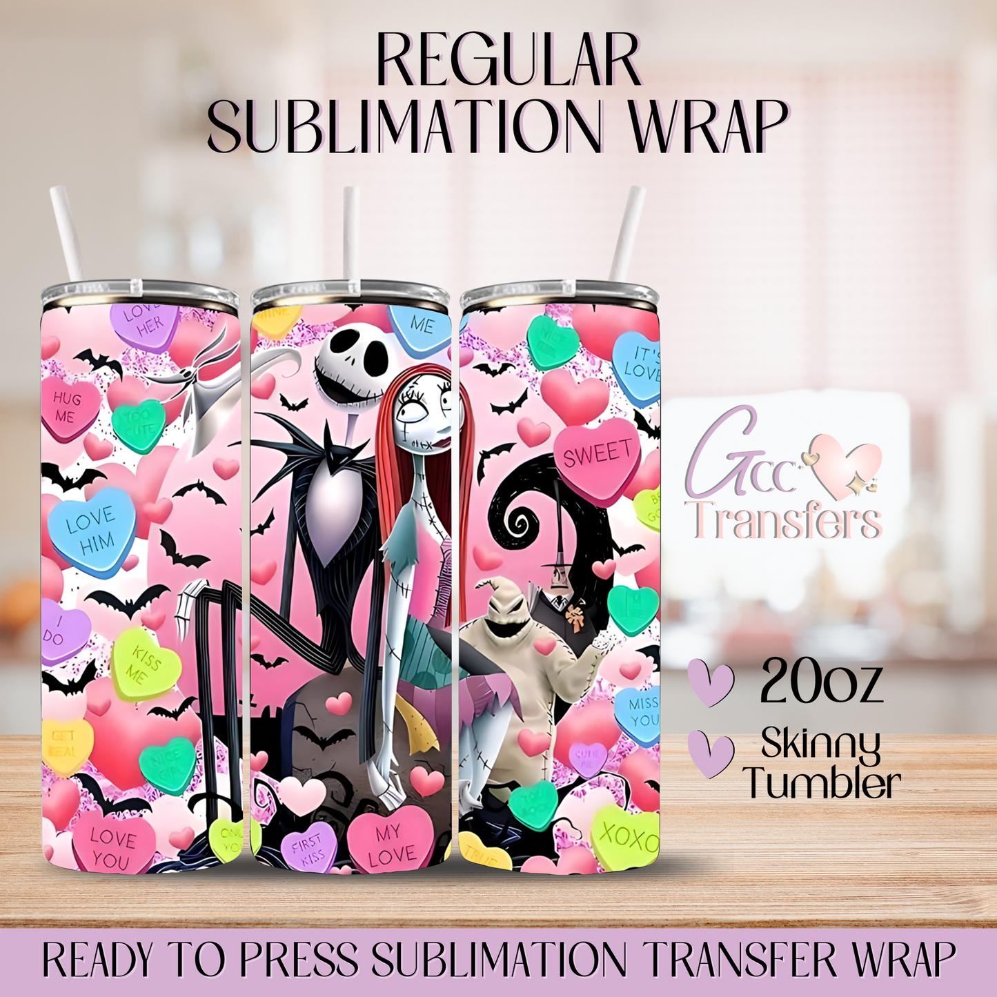 Heart Love Story Horror Characters - 20oz Regular Sublimation Wrap