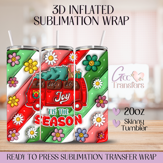 Joy Tis The Season - 20oz 3D Inflated Sublimation Wrap
