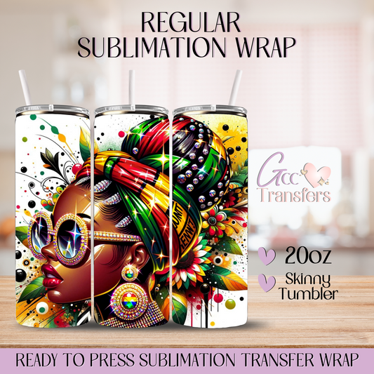 Juneteenth Afro Messy Bun - 20oz Regular Sublimation Wrap