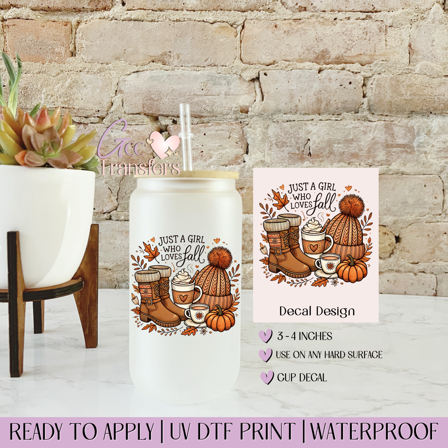 Just a Girl Who Loves Fall Boots Coffee - Decal UVDTF