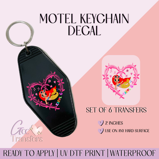 Karol G Heart - Set of 6 (Motel Keychain UV DTF)