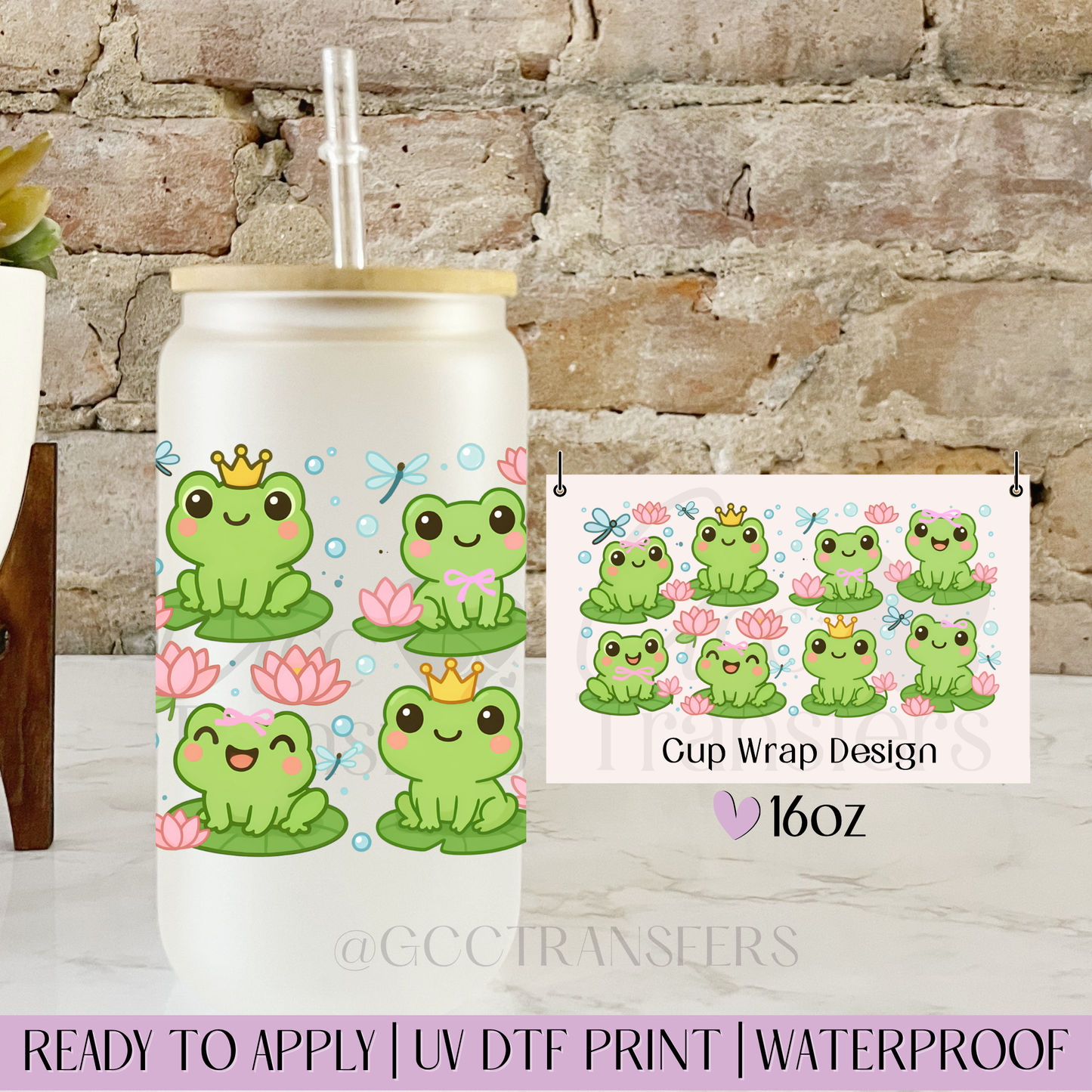 Blossom Frogs Crown - 16oz UV DTF WRAP