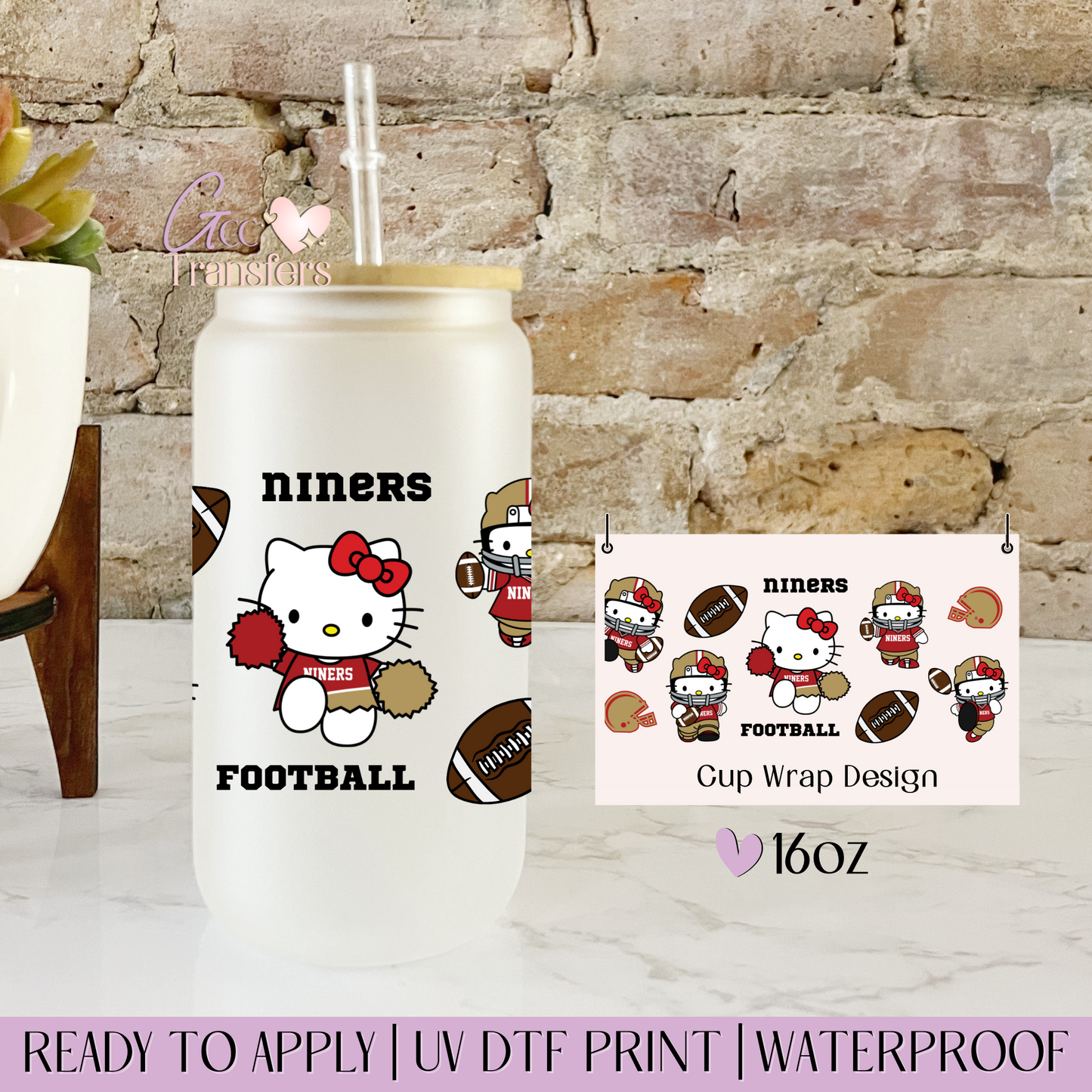 Kitty Niners Football - 16oz UV DTF WRAP