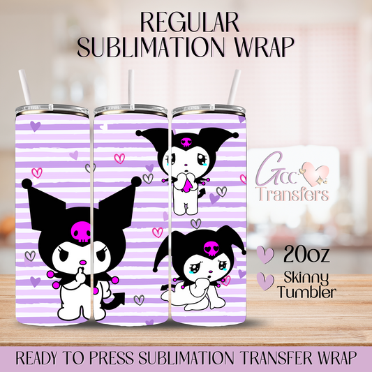 Purple Cat Character - 20oz Regular Sublimation Wrap