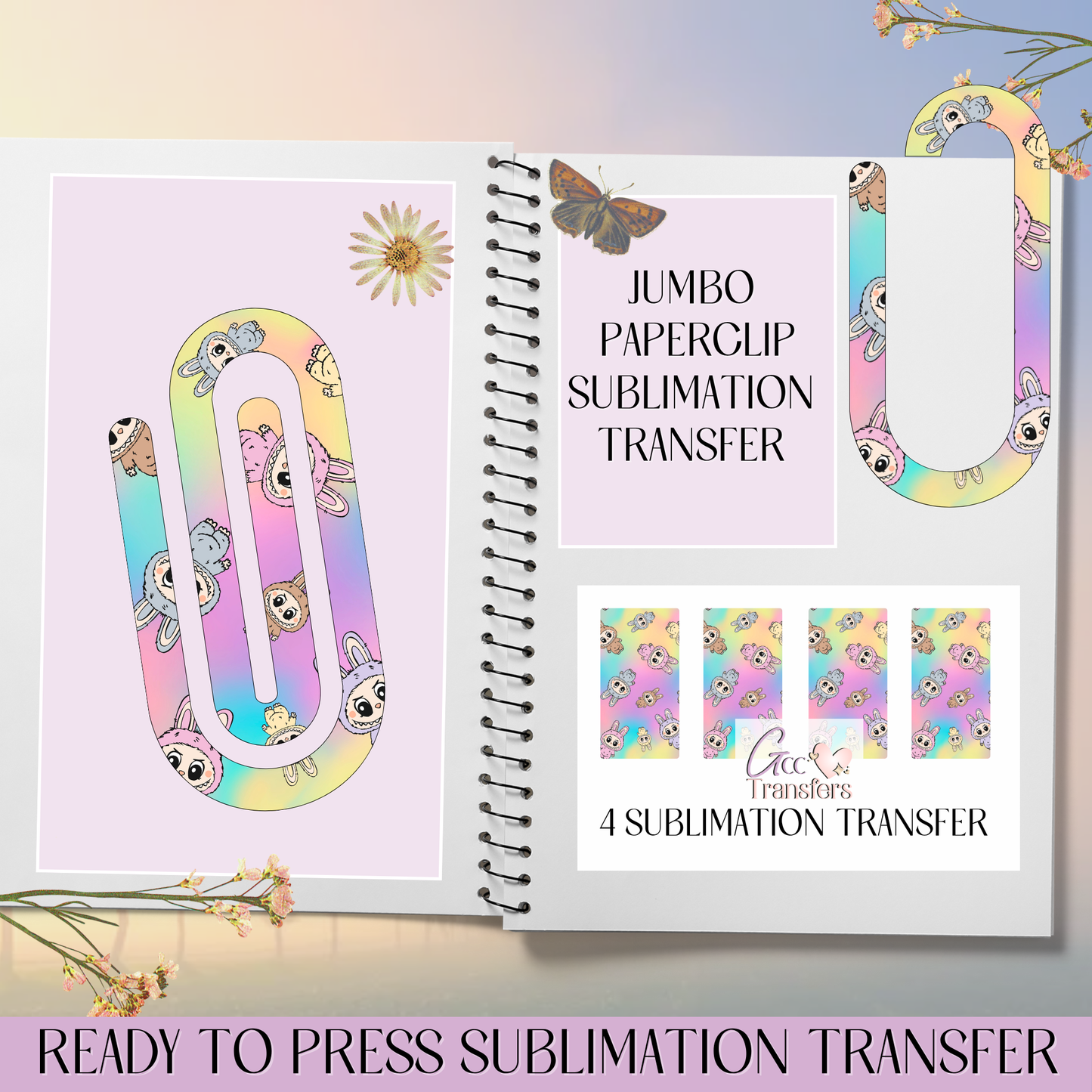 Colorful Monsters Cartoons - Jumbo Paperclip Sublimation Transfer