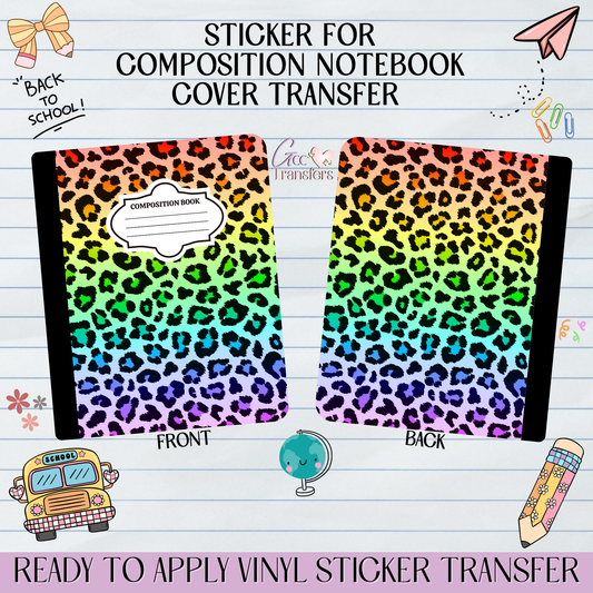 Leopard Rainbow Pattern - Sticker for Notebook Cover