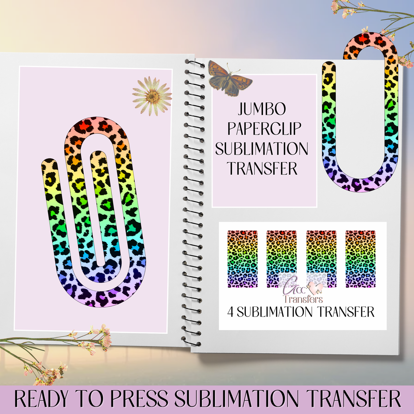 Leopard Rainbow Pattern - Jumbo Paperclip Sublimation Transfer