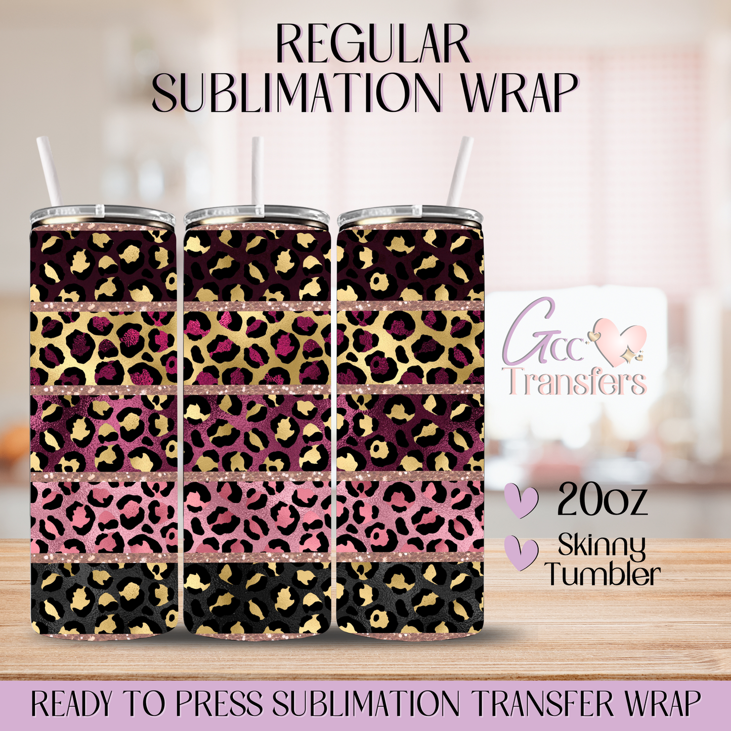 Leopard Stripes Colorful - 20oz Regular Sublimation Wrap