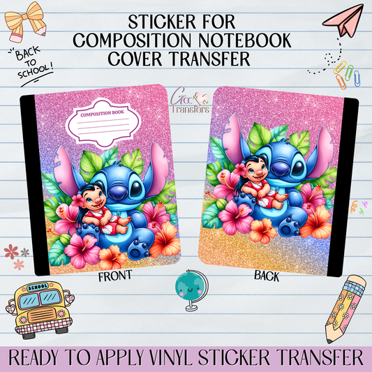 Blue Alien with Friend Hugging - Sticker for Notebook Cover
