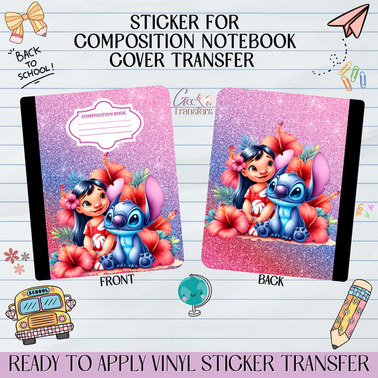 Blue Alien with Friend Sitting - Sticker for Notebook Cover
