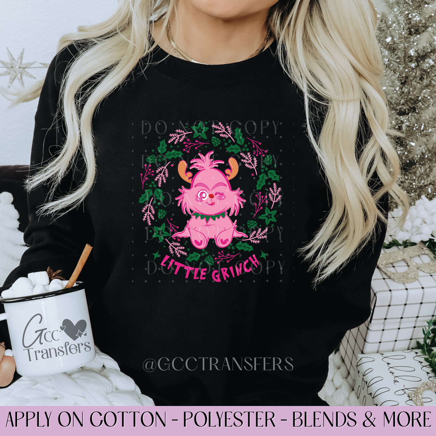 Pink Little Grinch - Full Color DTF Transfer