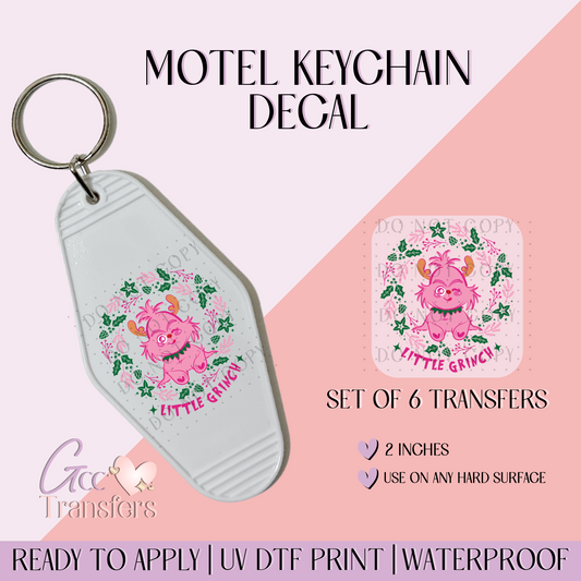 Little Grinch Pink - Set of 6 (Motel Keychain UV DTF)