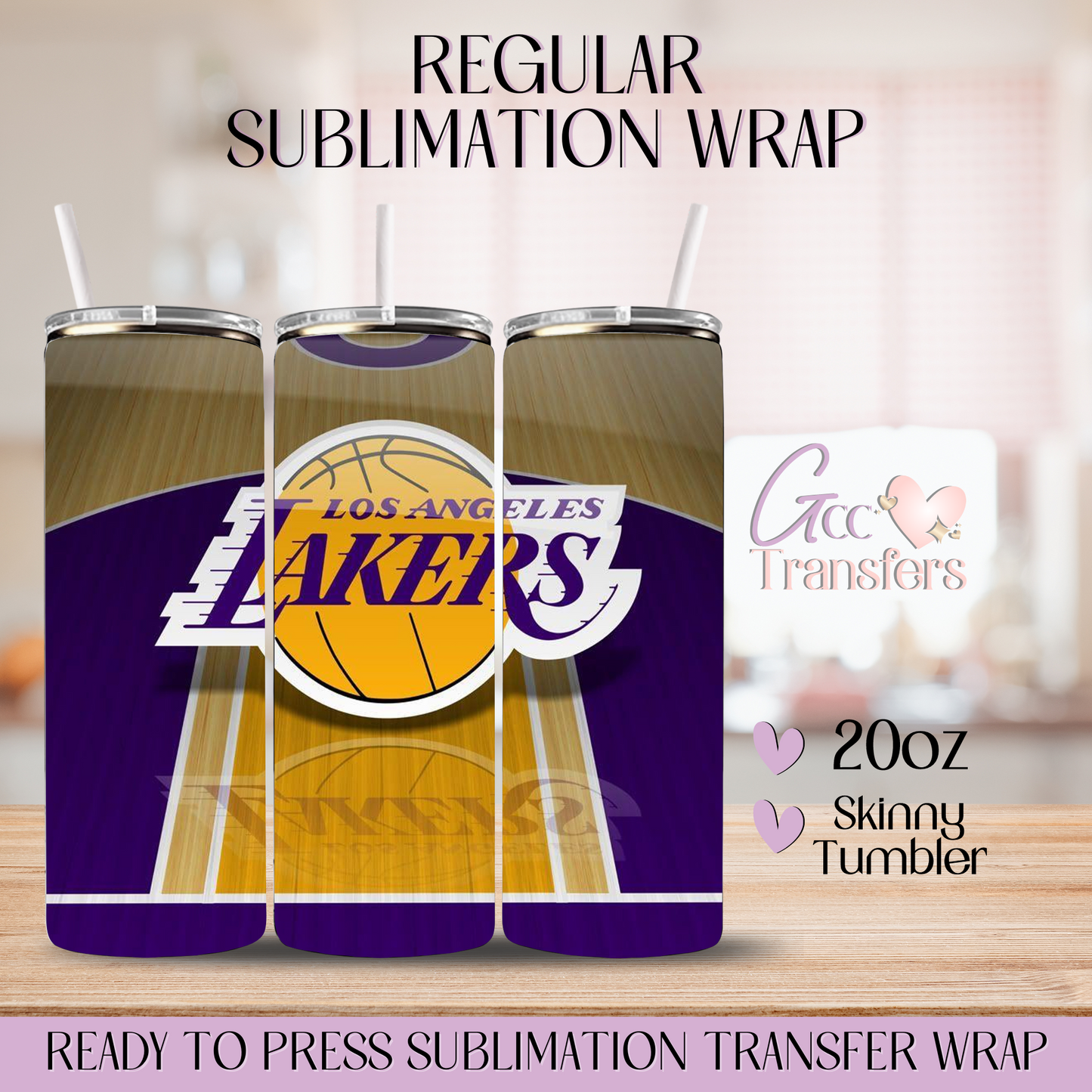 Basketball Lakers- 20oz Regular Sublimation Wrap