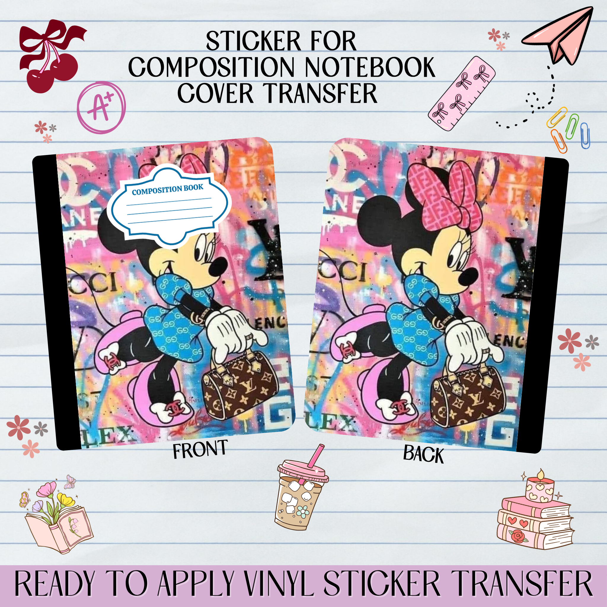 Mice Bow Luxury Graffiti - Sticker for Notebook Cover – GCC Transfers
