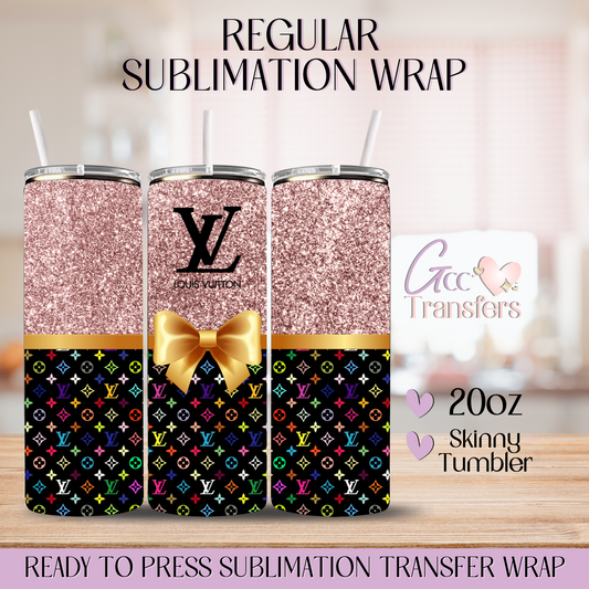 Luxury Bow Glitter Pattern - 20oz Regular Sublimation Wrap