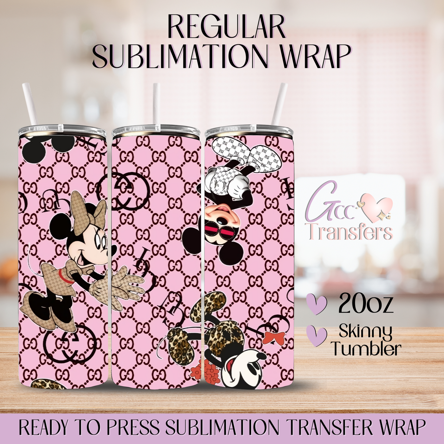 Pink Luxury Mouse Pattern - 20oz Regular Sublimation Wrap