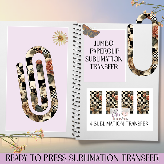 Checkered Flowers - Jumbo Paperclip Sublimation Transfer