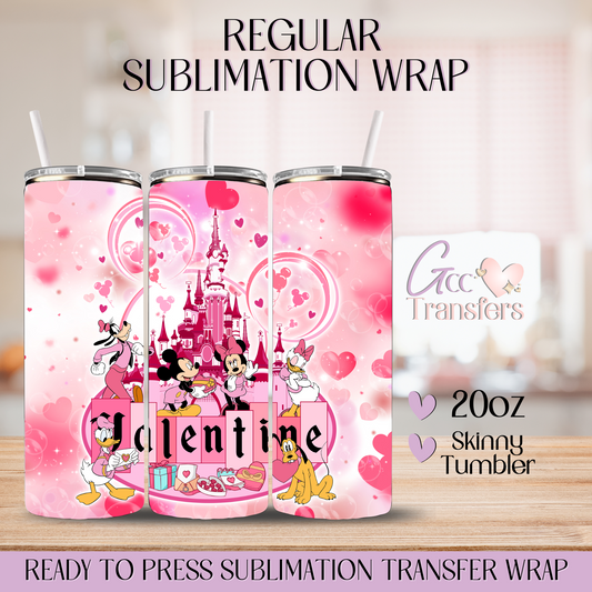 Pink Magic Castle Friends Valentine - 20oz Regular Sublimation Wrap