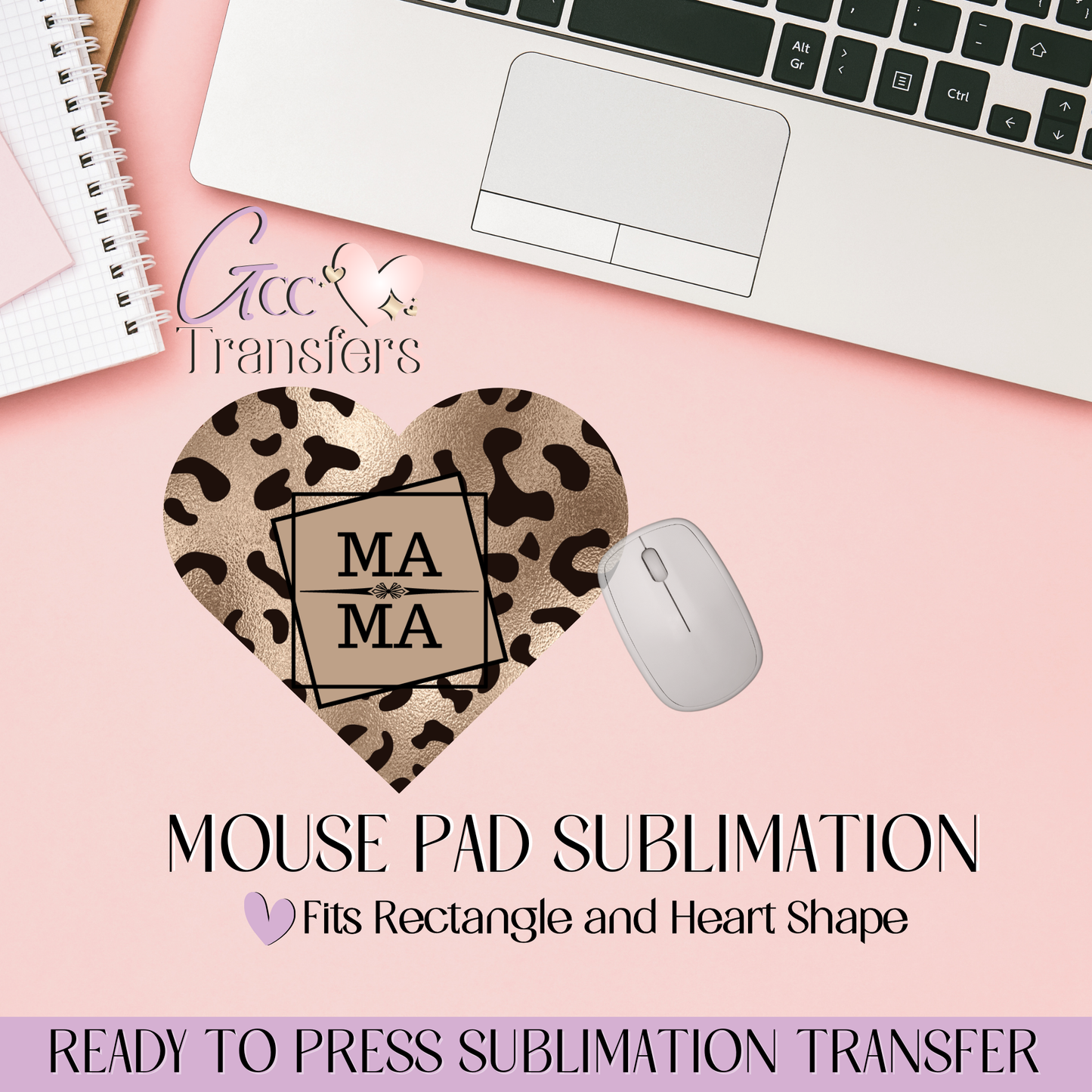Mama Leopard Pattern - Mouse Pad Sublimation Transfer