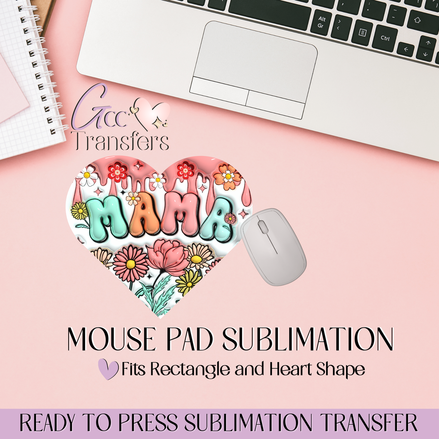 Retro Mama Flowers - Mouse Pad Sublimation Transfer