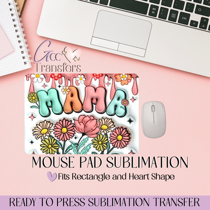 Retro Mama Flowers - Mouse Pad Sublimation Transfer