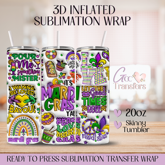 Mardi Gras Y'all- 20oz 3D Inflated Sublimation Wrap