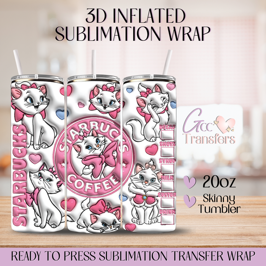 Cute Cat Character - 20oz 3D Inflated Sublimation Wrap