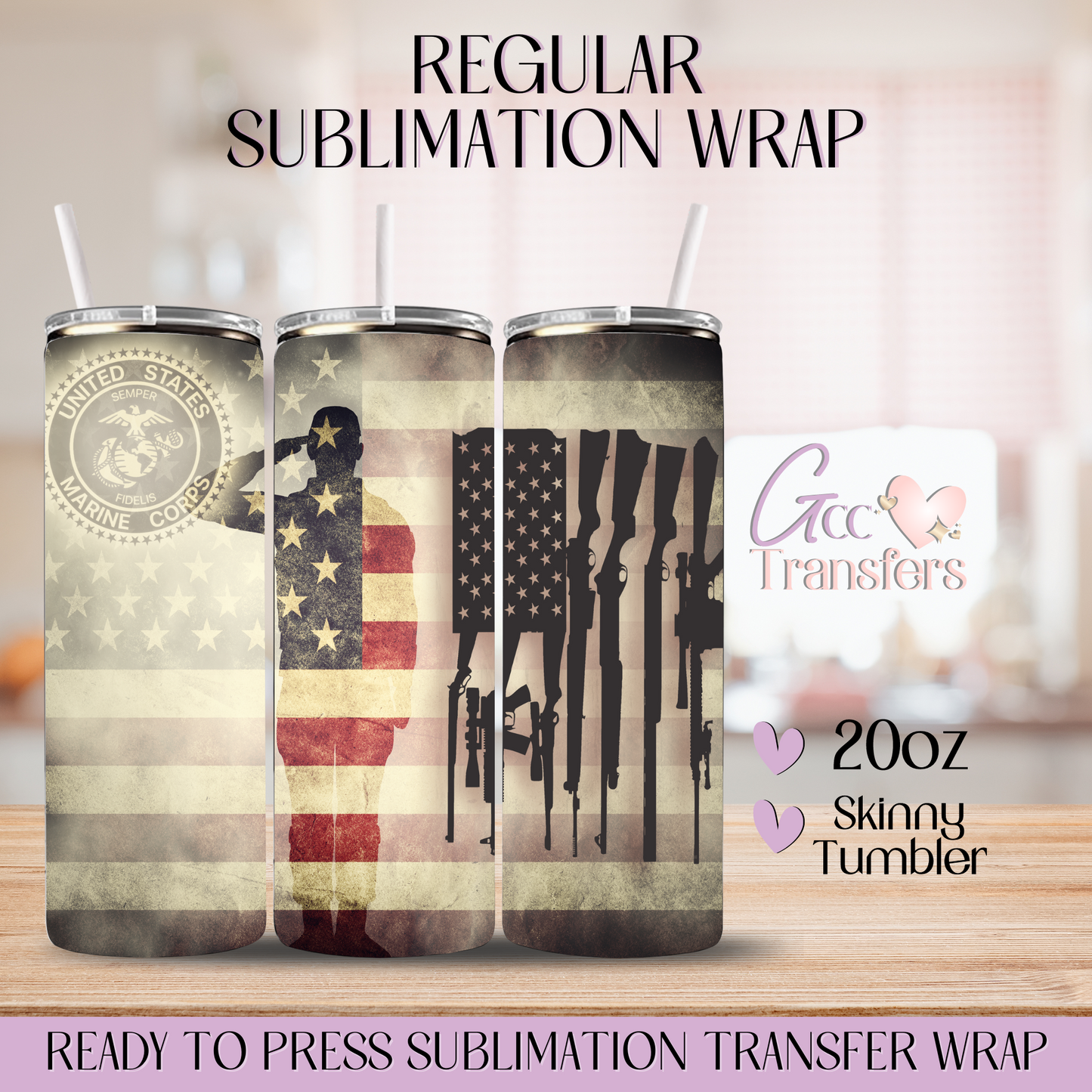 American Marine Corps - 20oz Regular Sublimation Wrap