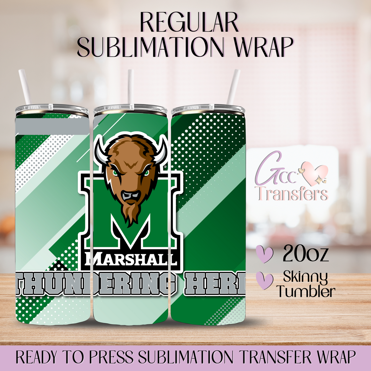 Marshall U Football Team - 20oz Regular Sublimation Wrap