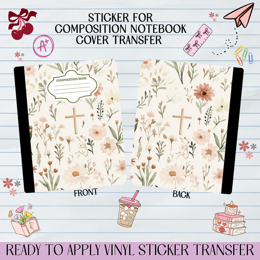 Faith Floral Christian - Sticker for Notebook Cover