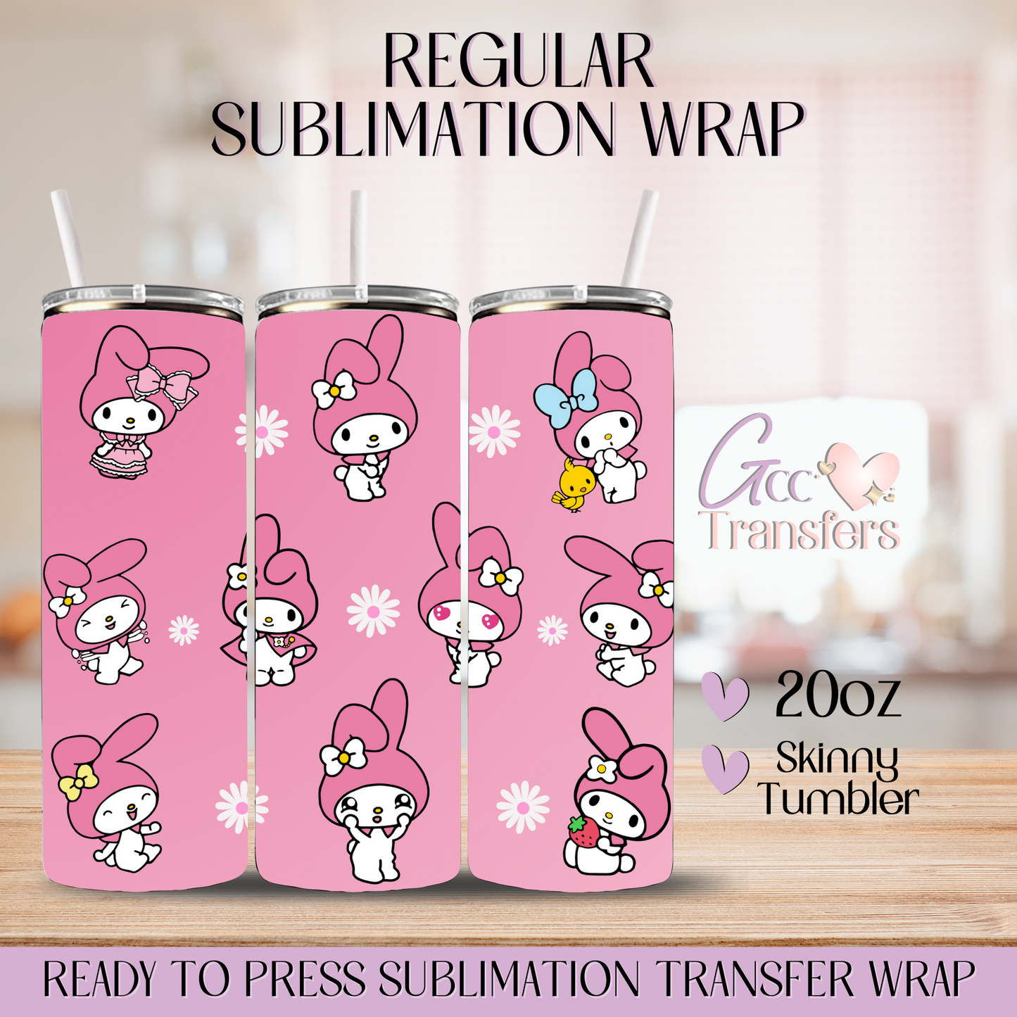 Cute Cat Character - 20oz Regular Sublimation Wrap