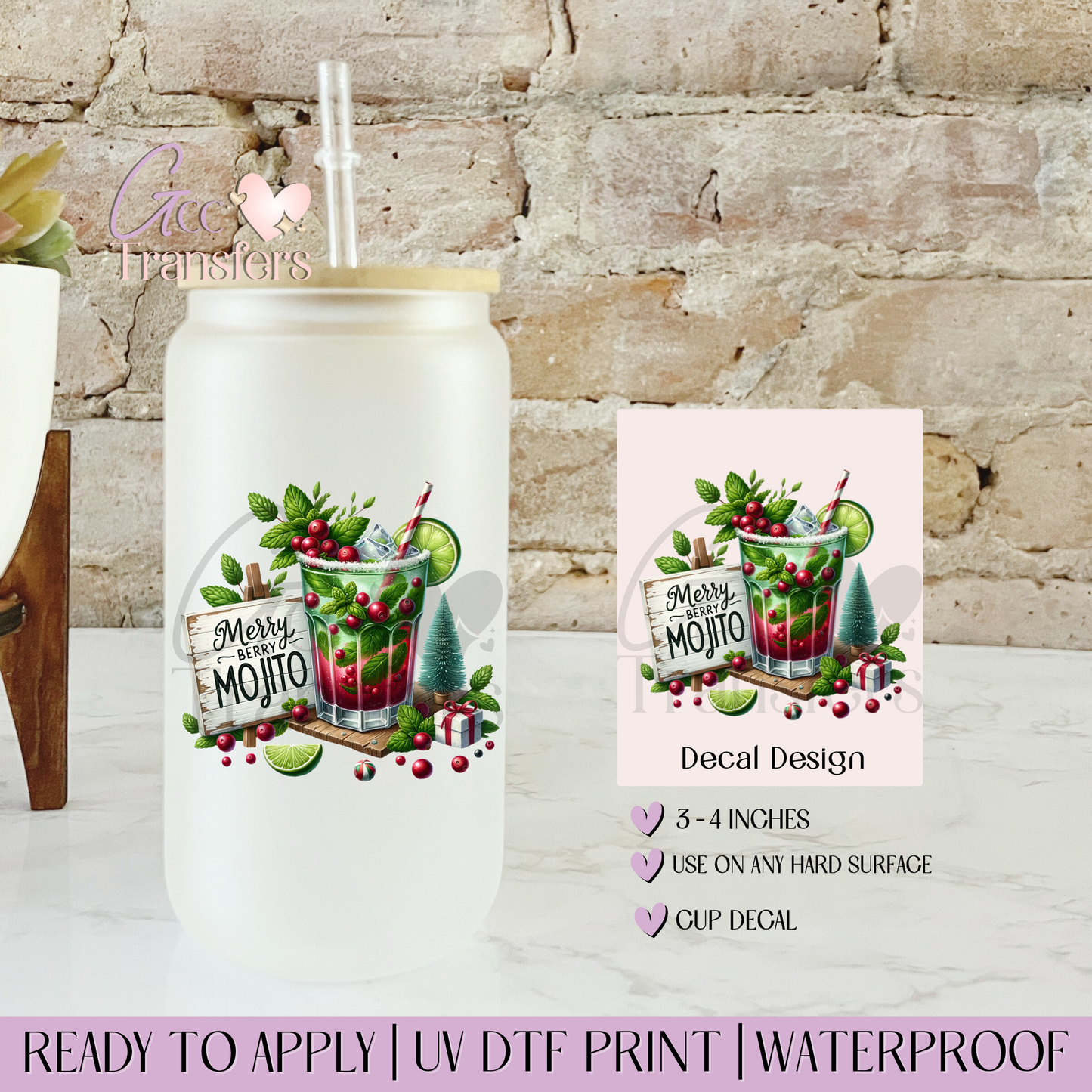 Merry Berry Christmas Drink - Decal UVDTF