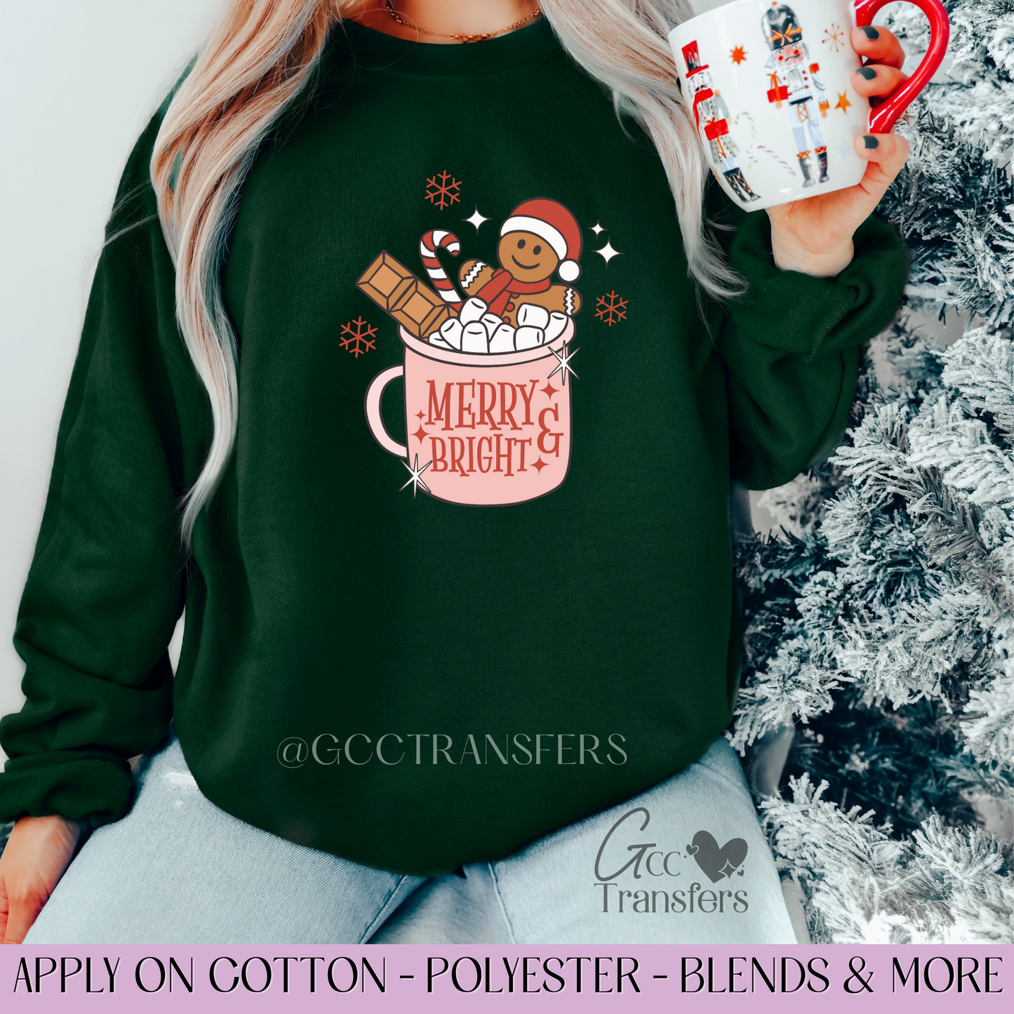 Merry & Bright Cup - Full Color DTF Transfer