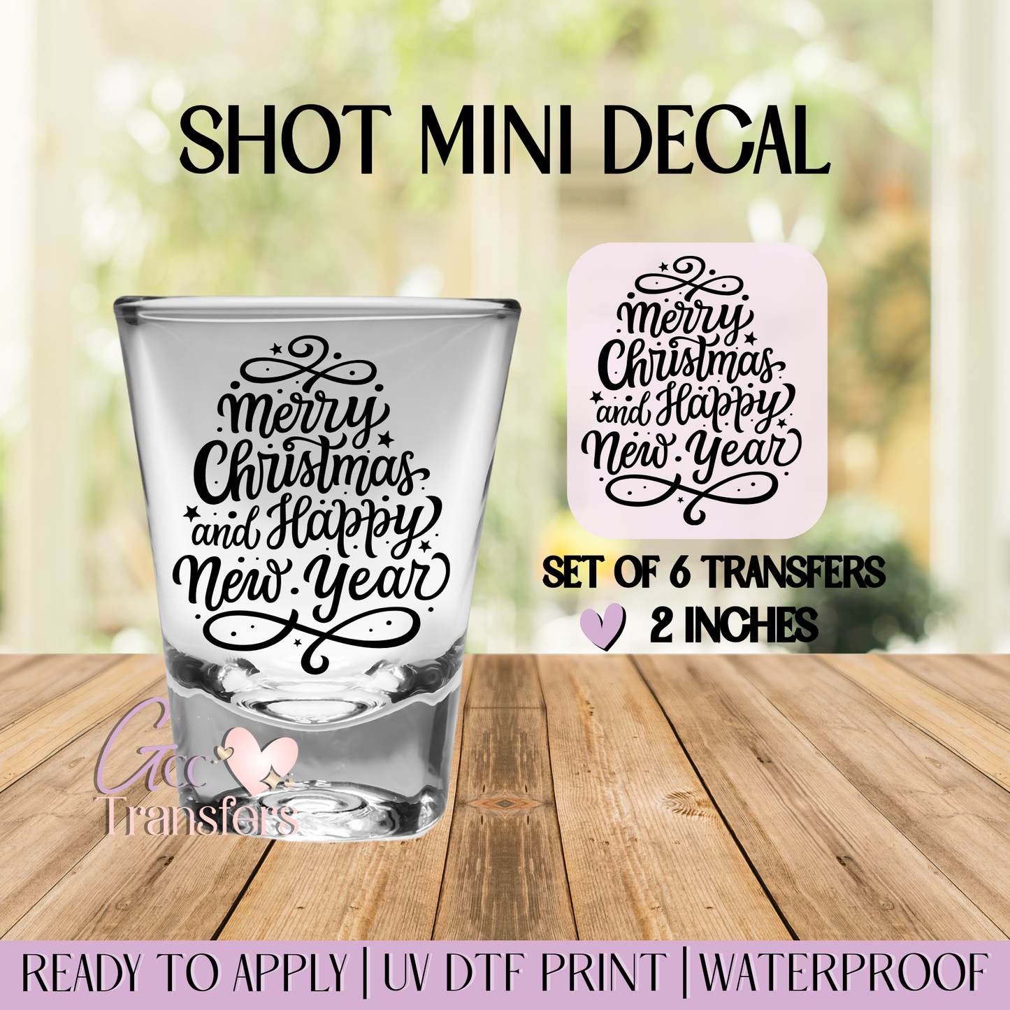 Merry Christmas & Happy New Year - Set of 6 (Shot UV Decals)