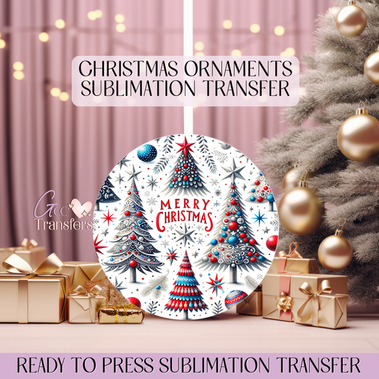 Grey Xmas Trees - 3" Ornament Sublimation Transfer