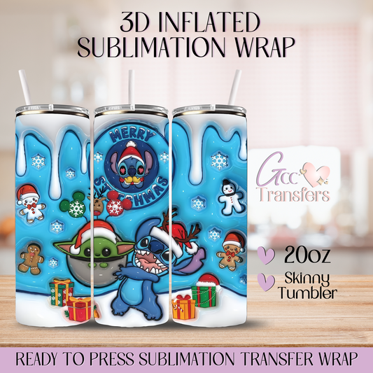 Merry Stitchmas Cute Character - 20oz 3D Inflated Sublimation Wrap