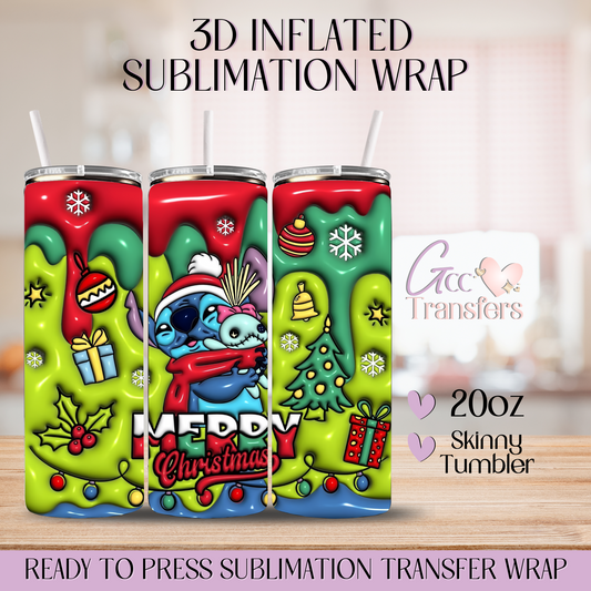 Merry Xmas Cute Character Hug - 20oz 3D Inflated Sublimation Wrap